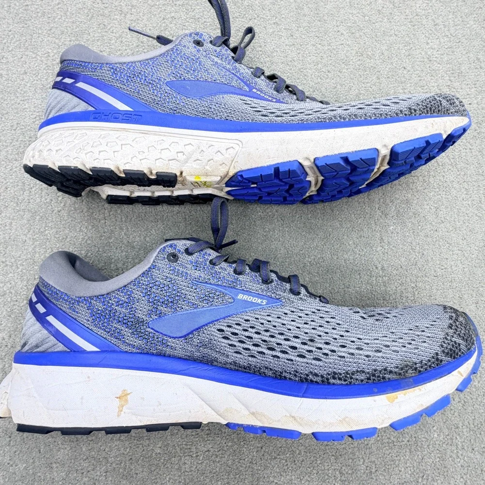 Brooks Ghost 11 Mens Running Shoes Size 12D Grey Blue Mesh Uppers 1102881D006